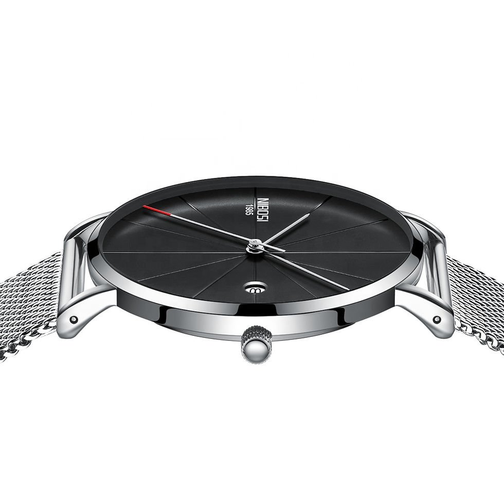 Thumbnail: Ultra-Thin Blue Stainless Steel Quartz Men’s Wrist Watch Luxury Date Timepiece