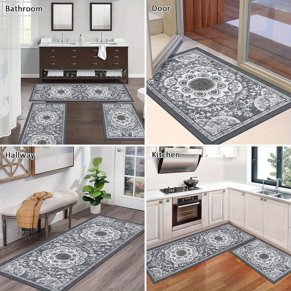 Thumbnail: 3-Piece Bohemian Kitchen Rugs Set Non-Slip Washable Floor Mats