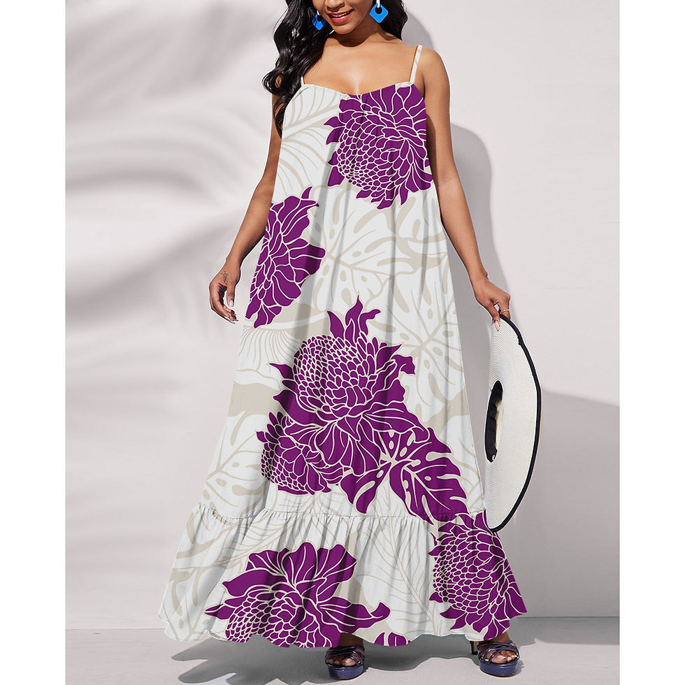 Thumbnail: Navy Blue Plumeria Print Sexy Sling Maxi Dress for Women Casual Summer Wear