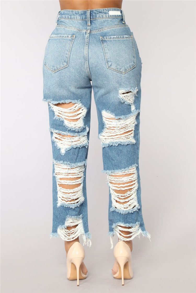 Thumbnail: Classic Solid Color Big Ripped Loose Baggy Women Loose Jeans Women Baggy Jeans