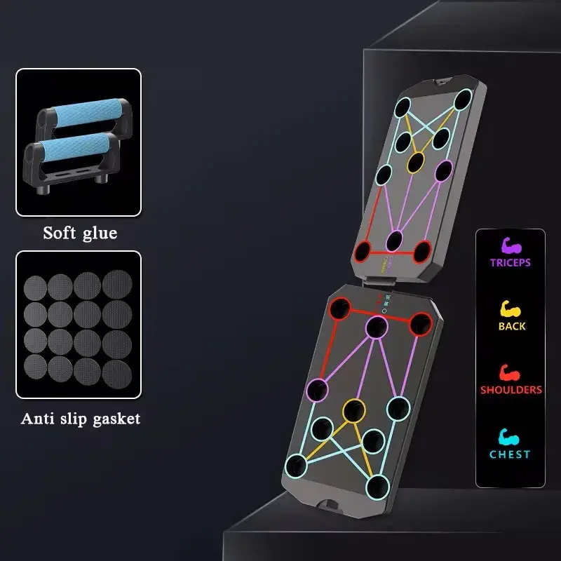 Folding Push-Up Board with Color-Coded Positions and Non-Slip Handles