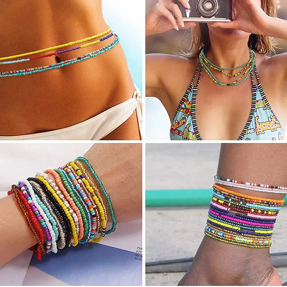 Thumbnail: Bohemia Colorful Beaded Elasticity Waist Belly Chain for Women