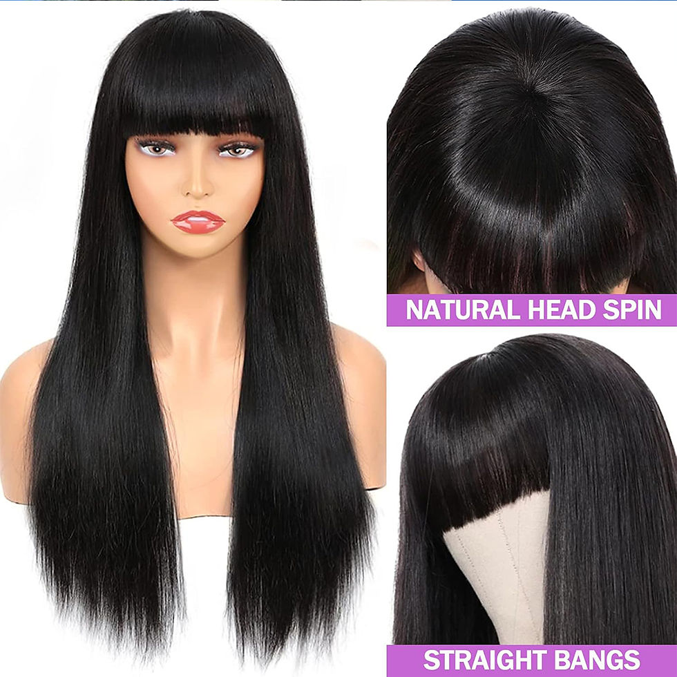 36” Bone Straight Fringe Wig – Full Machine-Made Brazilian Hair