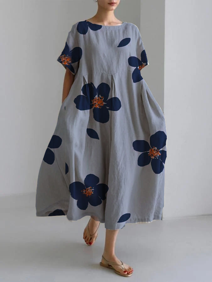 Thumbnail: Women's Floral Loose Maxi Dress Short Sleeve Swing