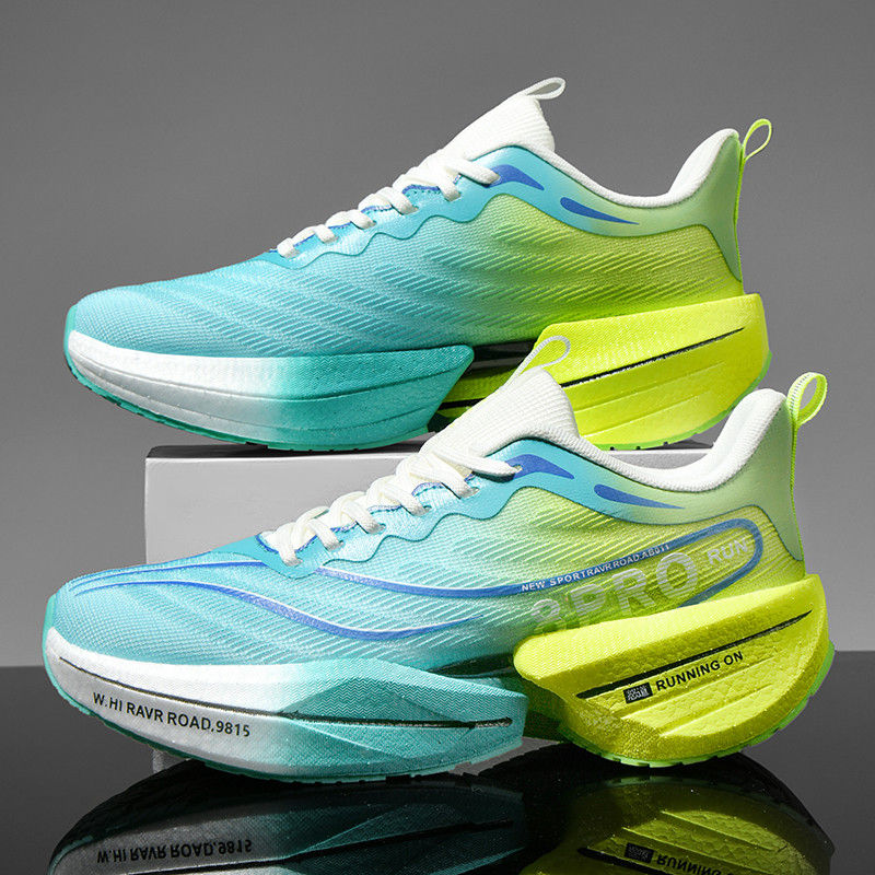 Thumbnail: Mens Carbon Plate Sneakers Soft Sole Mesh Outdoor Running Sports Shoes