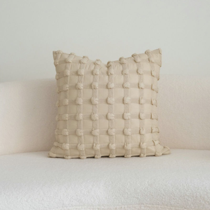 Thumbnail: Modern Khaki Beige Cushion Cover – Wabi-Sabi Geometric Design 45x45cm