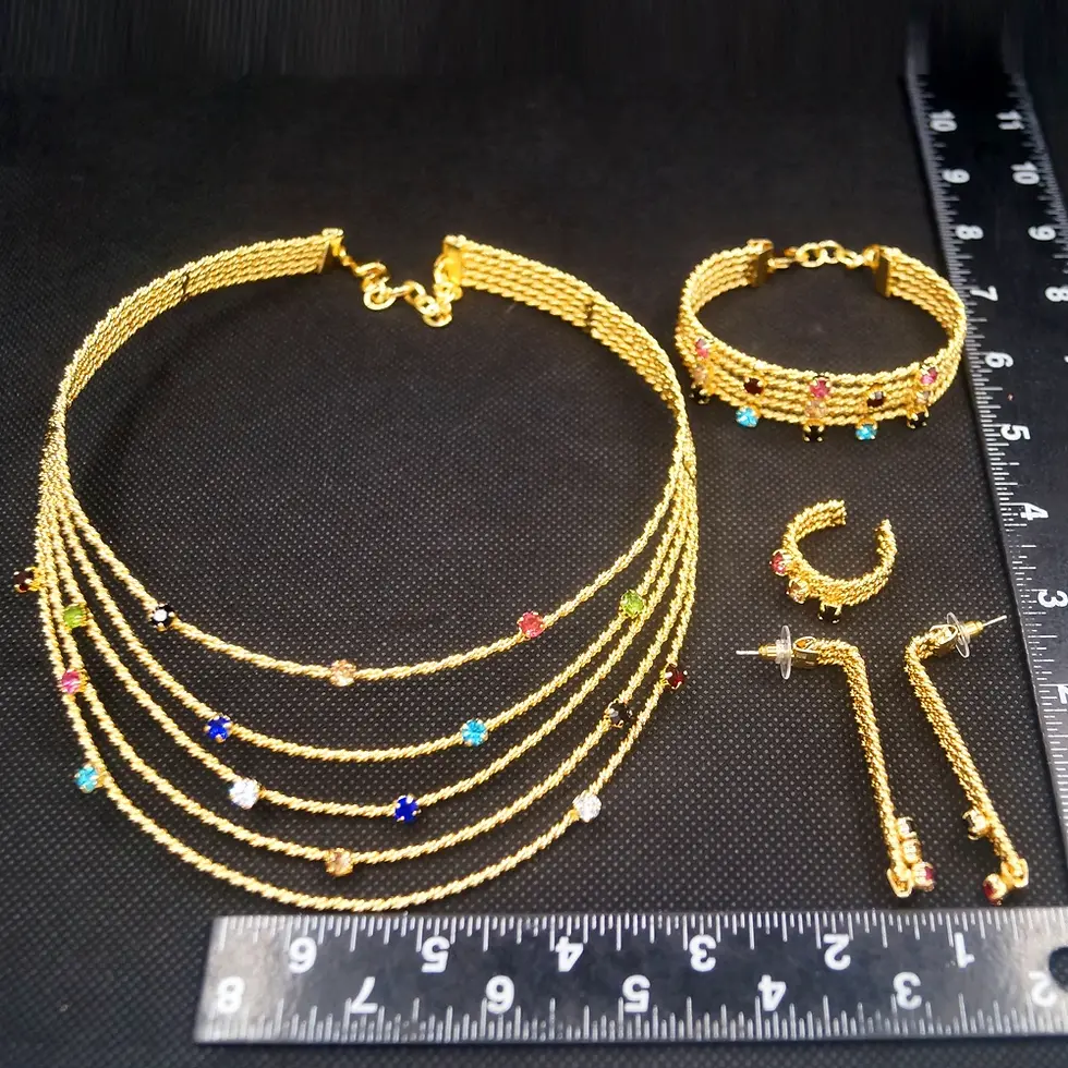 Thumbnail: Women's Jewelry Set Brazilian Gold Color Necklace Bracelet Earrings