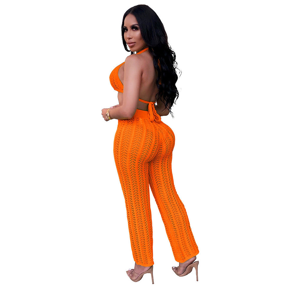 Thumbnail: Women’s Crochet Hollow Out 2 Piece Beach Cover Up Set Knitted Summer Outfit