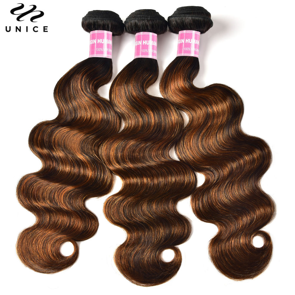 Balayage Body Wave Peruvian Hair Bundles 3PCS Remy Weave