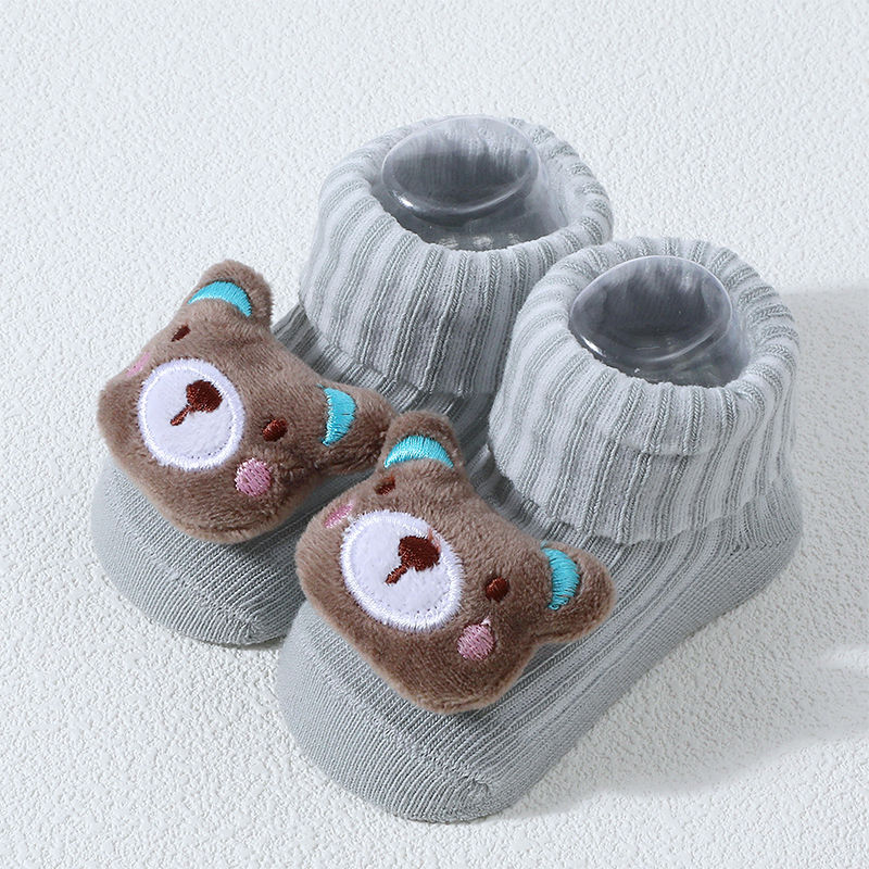Thumbnail: Newborn Baby Cartoon Cotton Socks – Knitted Short Floor Socks (0–6M)