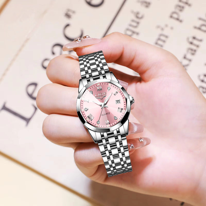 Thumbnail: LIGE Elegant Ultrathin Women’s Quartz Wristwatch with Stainless Steel Band