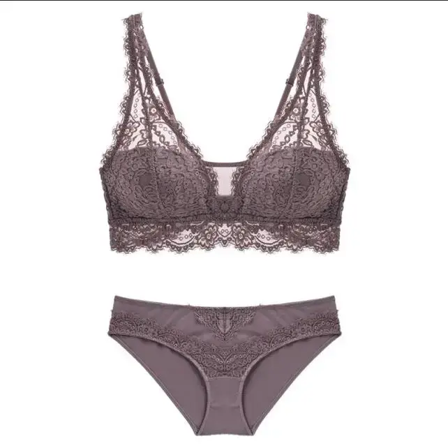 Thumbnail: Sexy Push-Up Lace Bra Set for Women with Breathable Jacquard Design