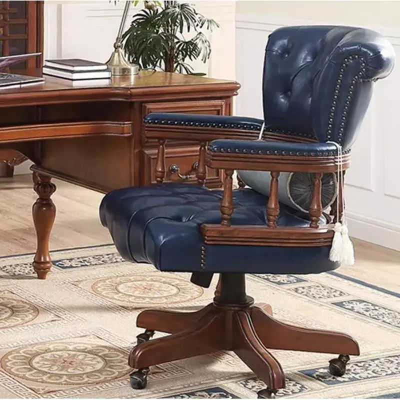 Thumbnail: Ergonomic Office Chair – Synthetic Leather Footrest Armchair with Wheels