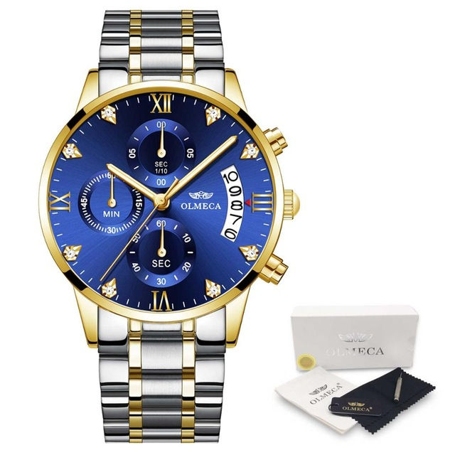 Thumbnail: Luxury Quartz Watch with Chronograph & Two-Tone Stainless Steel Band