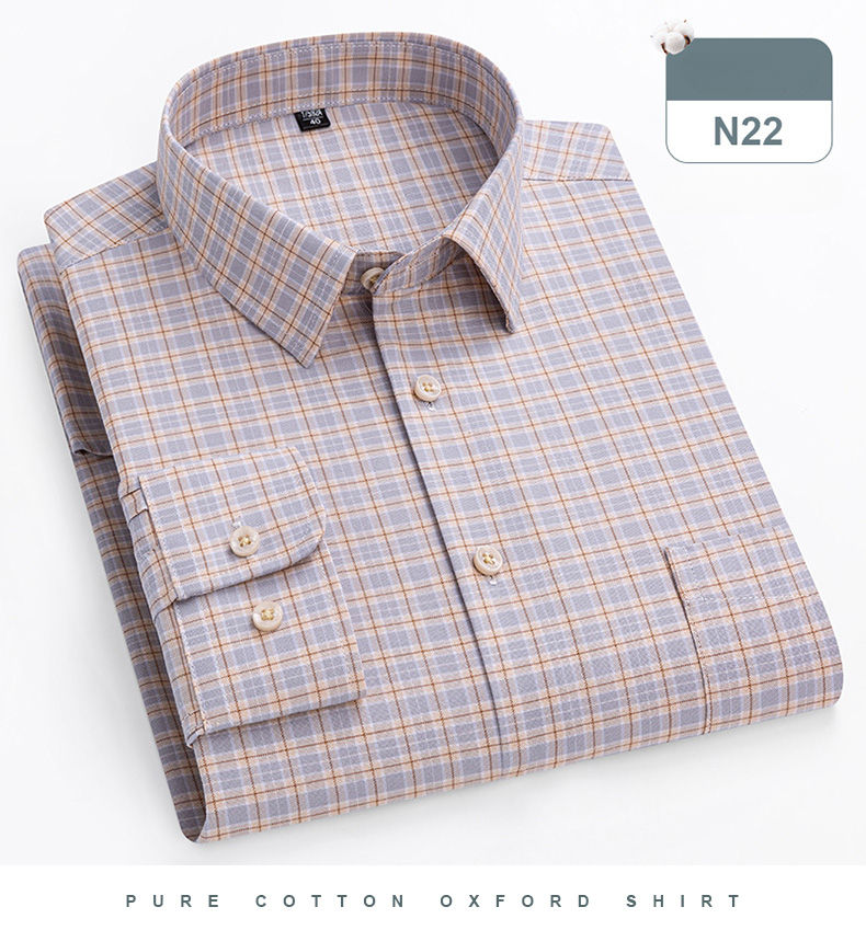 Thumbnail: Men's 14XL Slim Fit Cotton Shirt – Long Sleeve Formal Plain