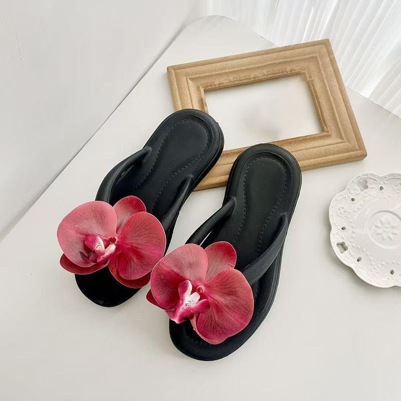 Thumbnail: Butterfly Orchid Flip Flops for Women with Soft Sole and Non Slip Summer Grip