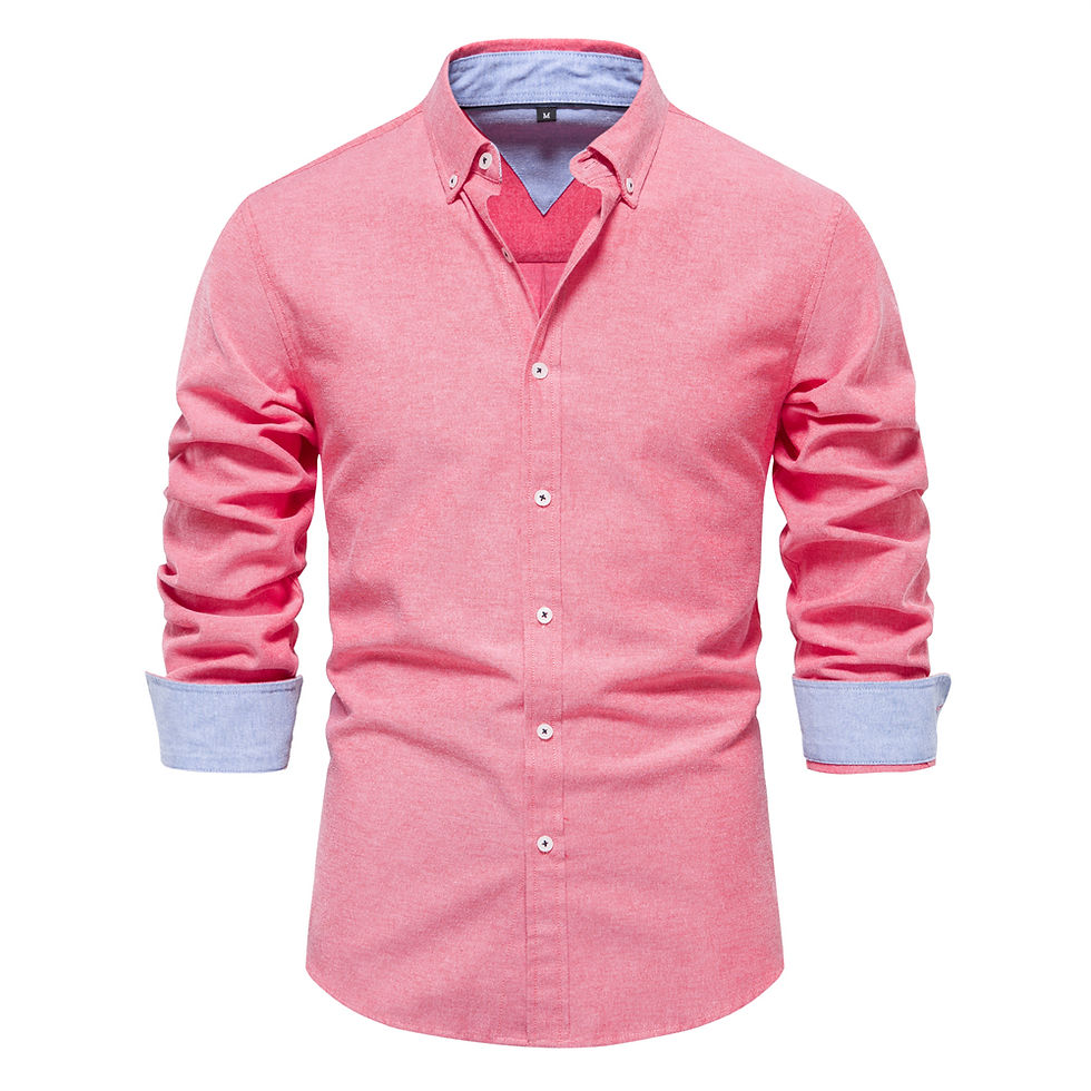 Thumbnail: Men's Oxford Cotton Shirt – Casual Long Sleeve Button Down