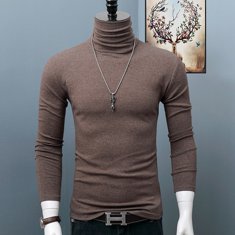 Thumbnail: Men's Dark Red Turtleneck Long Sleeve Stretch Tee
