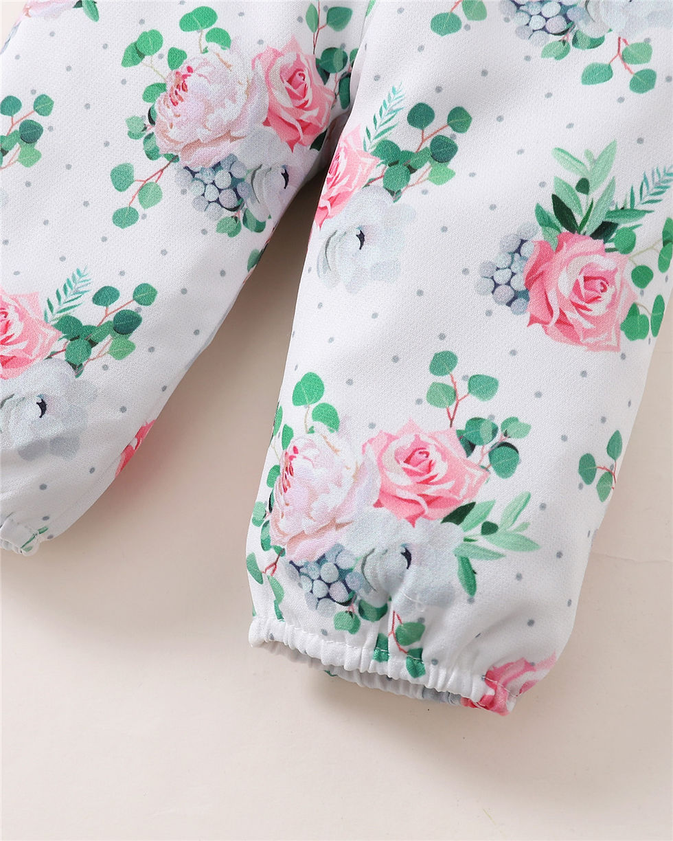Thumbnail: Newborn Baby Girl 3PCS Outfit – Letter Print Romper + Floral Pants + Bowknot Hea