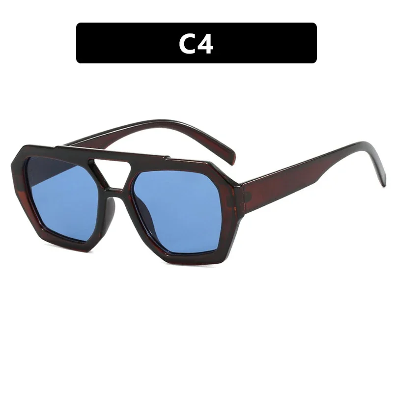 Thumbnail: Retro Double Bridge Women's Sunglasses Big Frame Leopard Gradient Shades