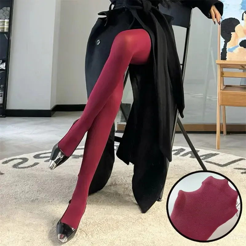 Thumbnail: Sexy Burgundy Vintage Elastic Stockings for Women – Thin or Thick Options