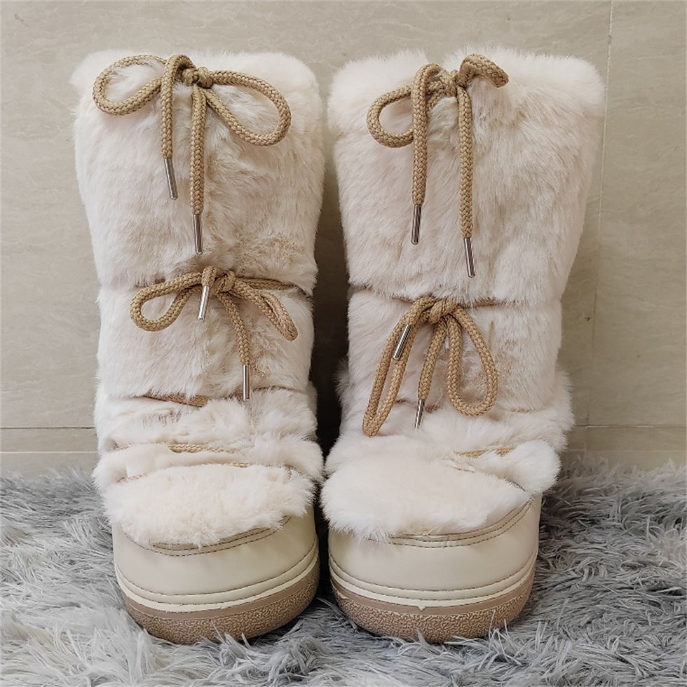 Thumbnail: Women Mid Calf Faux Fur Snow Boots Fluffy Furry Y2K Style