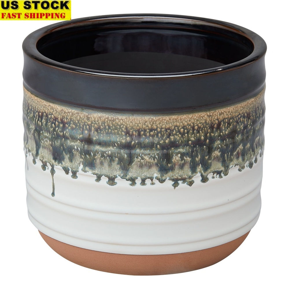 8" Round Ceramic Planter with Reactive Glaze – Indoor & Outdoor Plant Pot