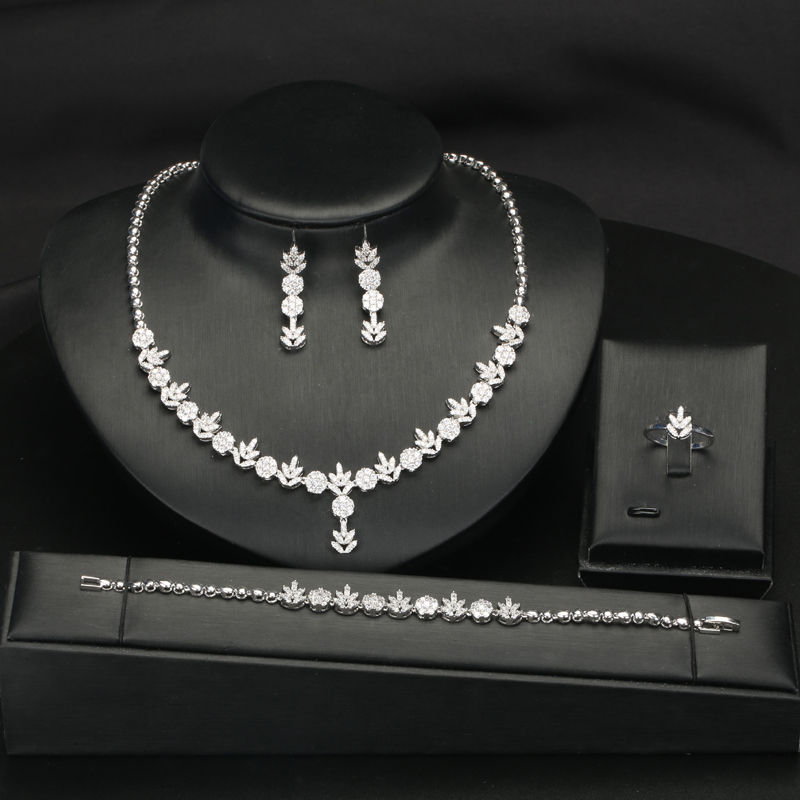 Thumbnail: Women’s Gold‑Plated Gemstone Jewelry Set – Bridal Necklace & Earrings