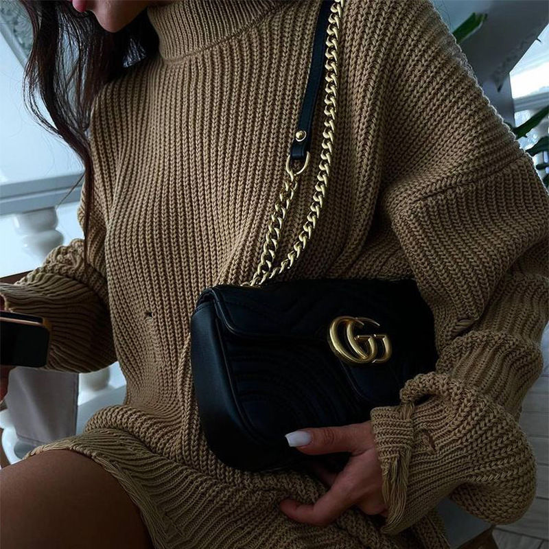 Thumbnail: Women’s Knitted Sweater Dress Long Sleeve Winter Fall Casual Midi Outfit