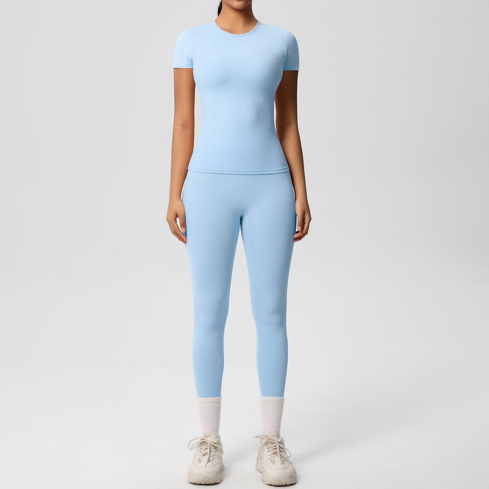 Thumbnail: 2PCS Patchwork Yoga Suit for Women with Crop Tube Top and Bodycon Fit