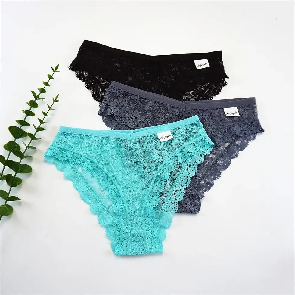 Thumbnail: Women's Lace Allure Seamless Underwear – 3-Piece Mid-Waist Breathable Briefs