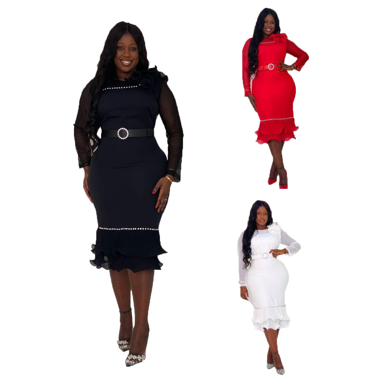 Plus Size African Long Sleeve Temperament Dress for Women