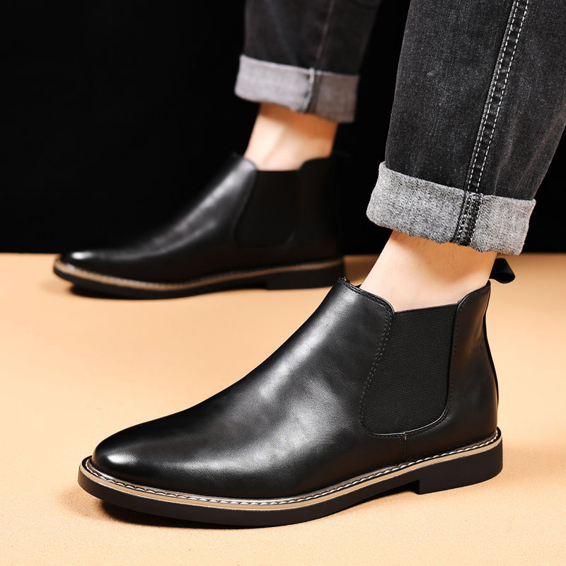 Thumbnail: Mens Retro Chelsea Boots Outdoor Casual Elastic Ankle Shoes