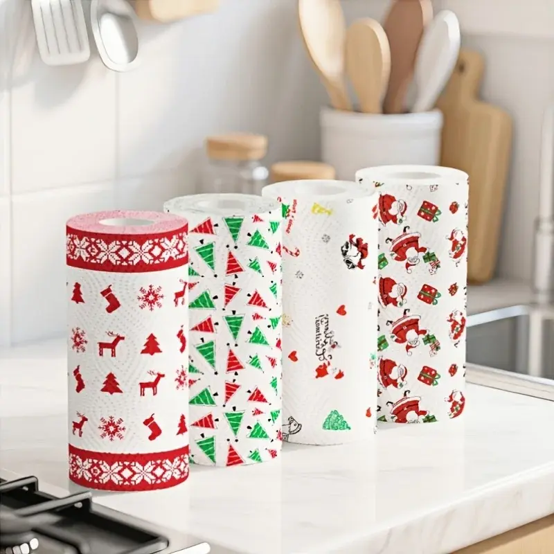Thumbnail: Christmas Kitchen Paper Towels, 3-Ply Thick Disposable Rolls
