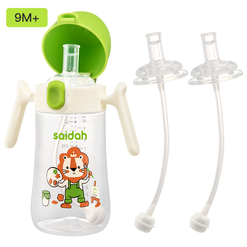 Thumbnail: Clamshell Baby Feeding Bottle – 300ml Silicone Straw, Spill-Proof Design