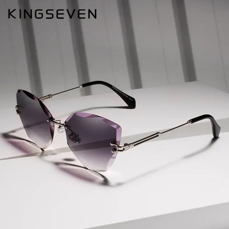 Fashion Lady Rimless Women Sunglasses Vintage Alloy Frame Classic