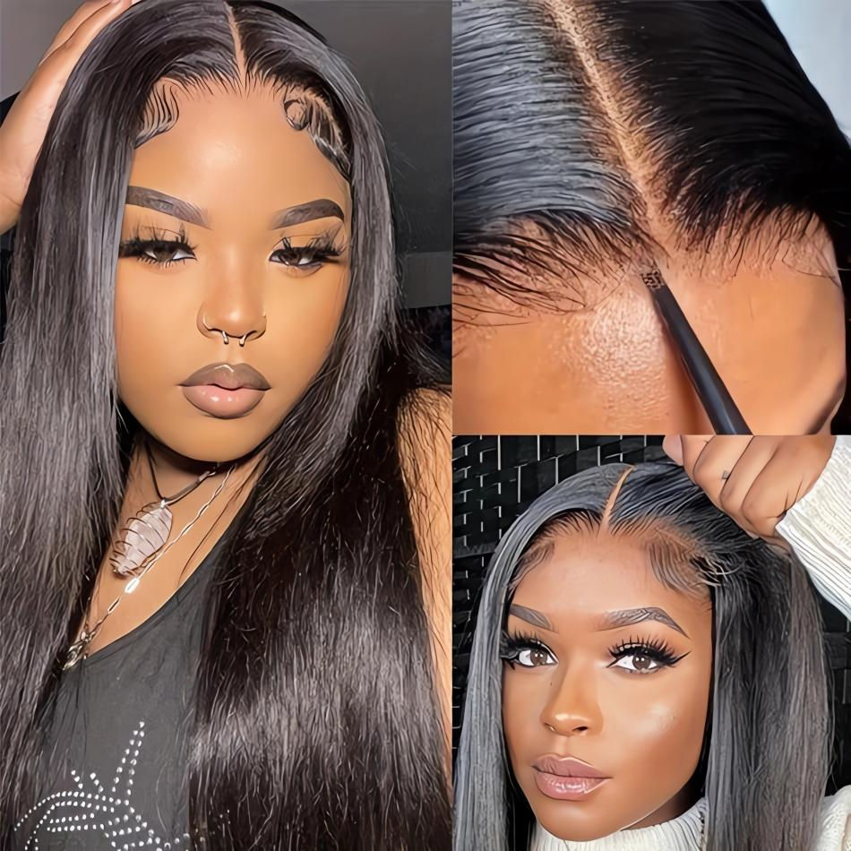 Thumbnail: Glueless Bone Straight 4x4 Lace Wig – Medium Length Brazilian Human Hair