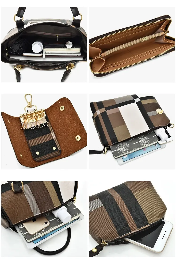 Thumbnail: Womens 6 Piece Handbag Set with Tote Shoulder Purse and Clutch Bags