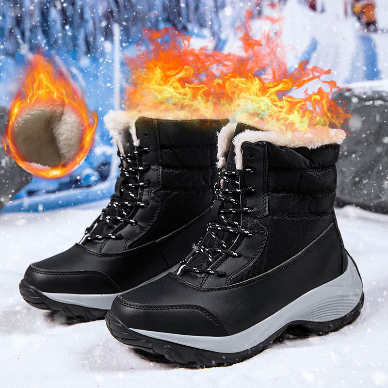 Thumbnail: Womens Waterproof Lace Up Snow Boots with Warm Lining for Winter Outdoor Wear