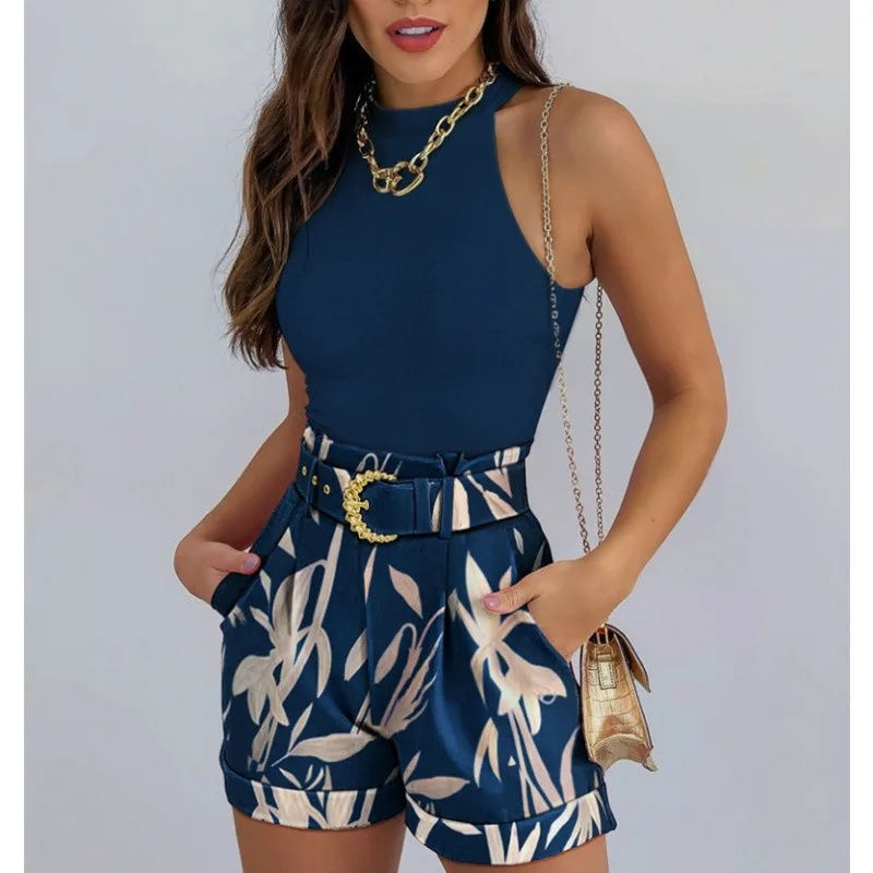 Thumbnail: Casual Two-Piece Set – Loose Fit Printed Shirt & Matching Shorts