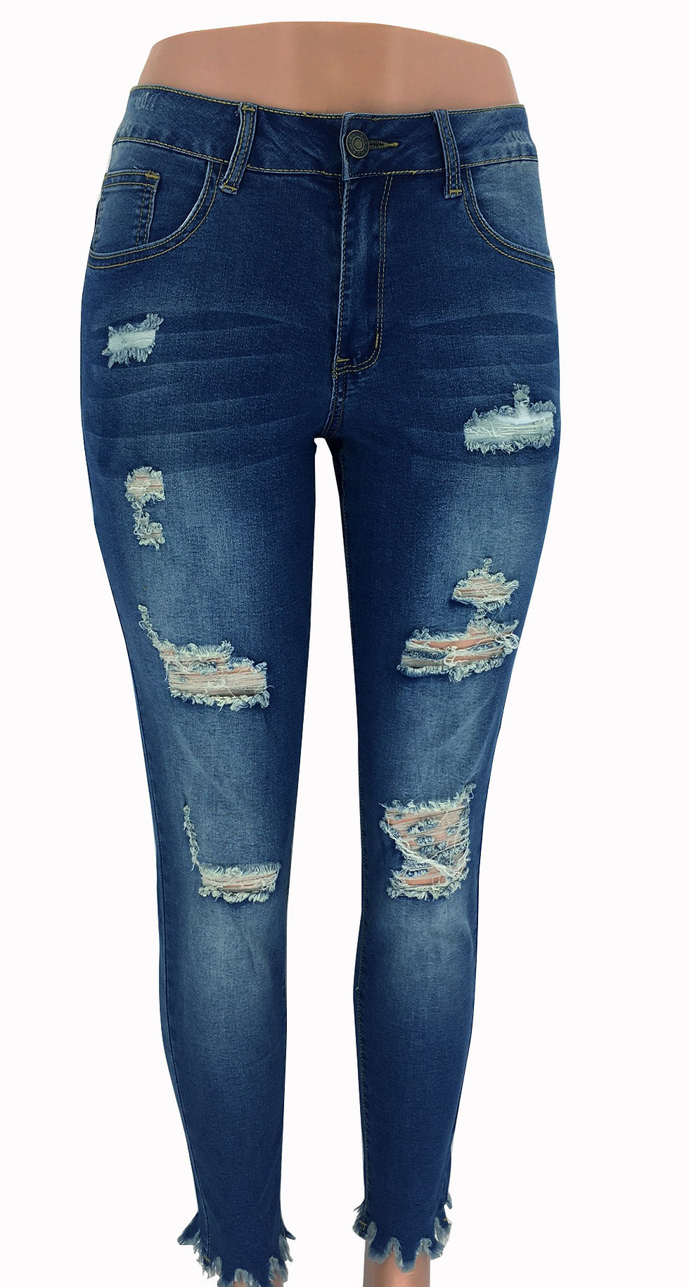 Thumbnail: Plus-Size Ripped High-Rise Skinny Stretch Denim Jeggings