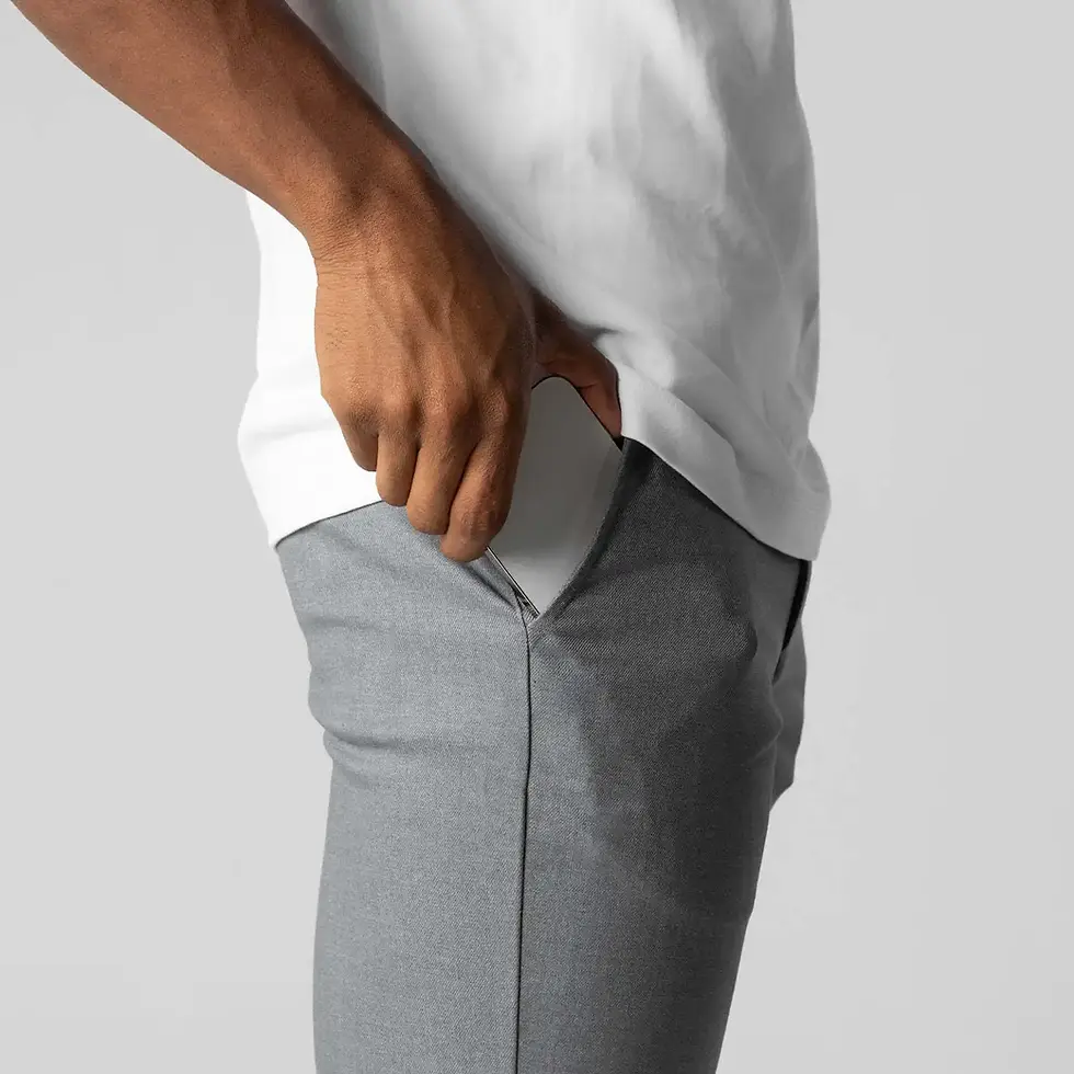 Thumbnail: Men’s Slim Fit Active Chinos –Smart Casual Ankle-Length Pants with Elastic Waist