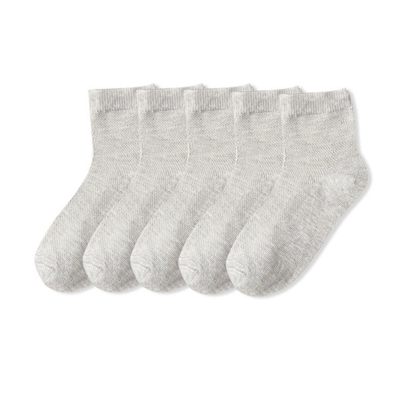 Thumbnail: 5 Pairs Children’s Cotton Socks–Soft Breathable Solid Color Socks for Boys&Girls