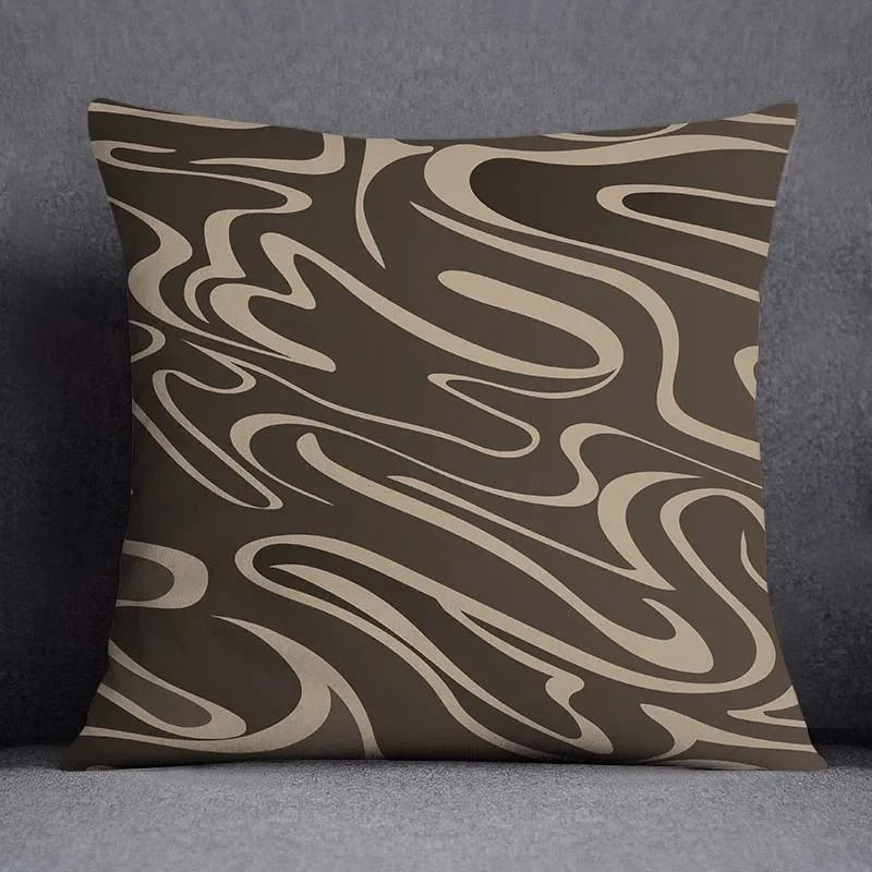 Thumbnail: Square Office Cushion Cover with Geometric Flower Print