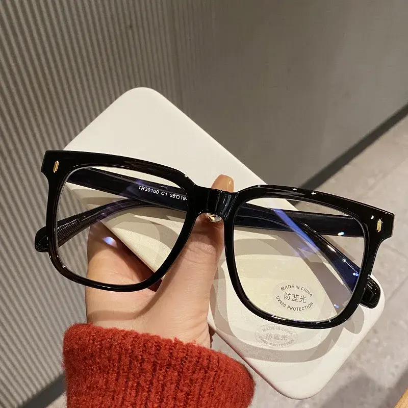 Unisex Transparent Round Anti Blue Light Computer Glasses Black Frame