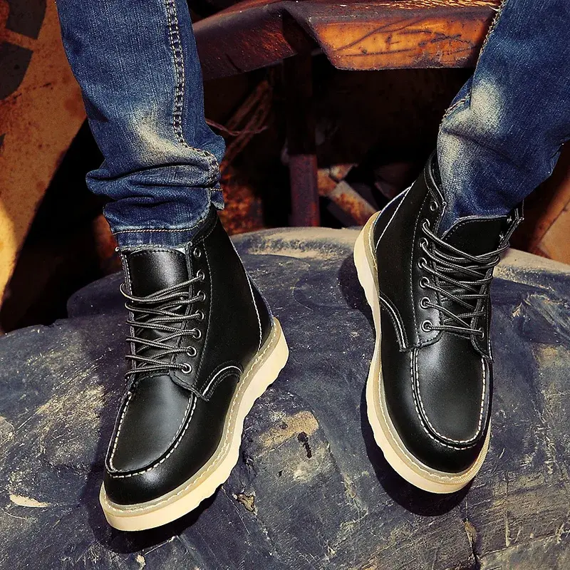 Thumbnail: Genuine Leather Mens Desert Boots Soft Sole Outdoor Walking Casual Shoes