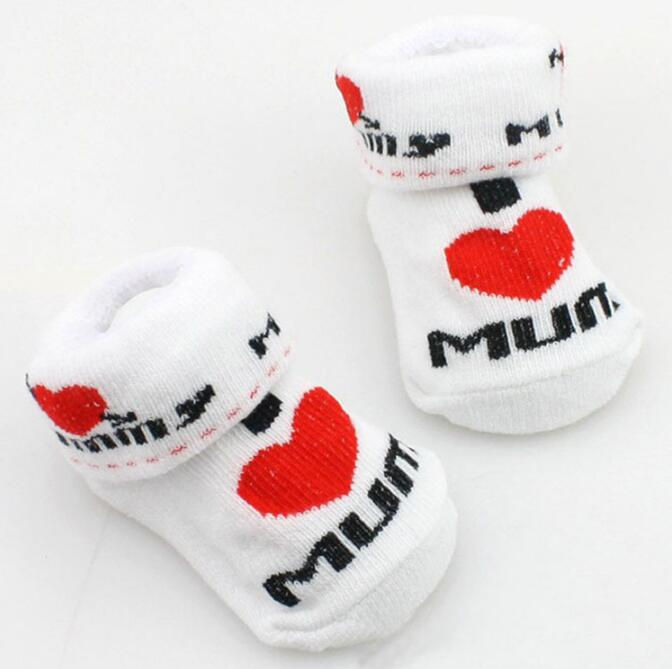 Thumbnail: Newborn Cotton Stitch Socks – Love Dad & Mum Cartoon Print