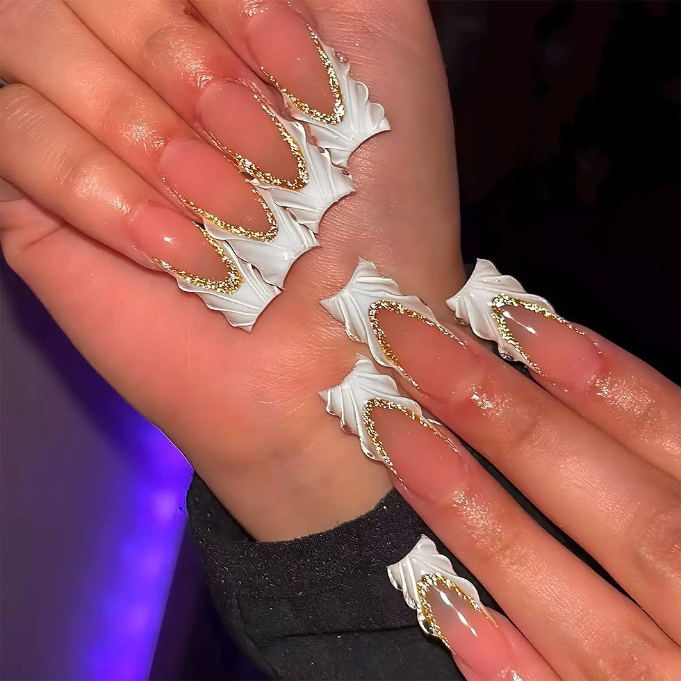 Thumbnail: Gold French Press On Nails Set with Rhinestones 24Pcs Long Coffin Full Cover Tip