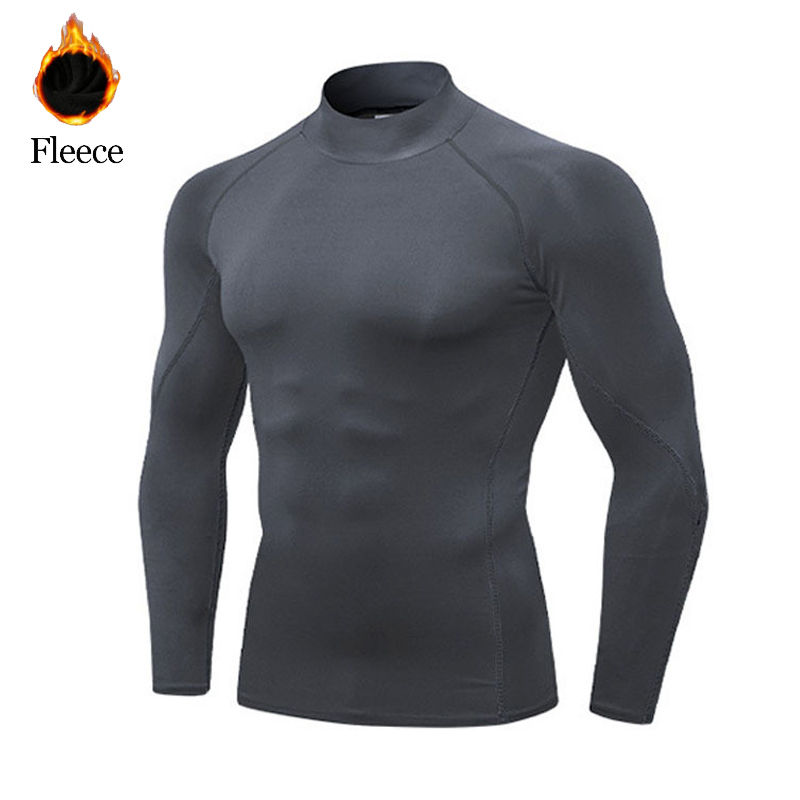 Thumbnail: Men’s Fleece Thermal Compression High‑Neck Long Sleeve Shirt