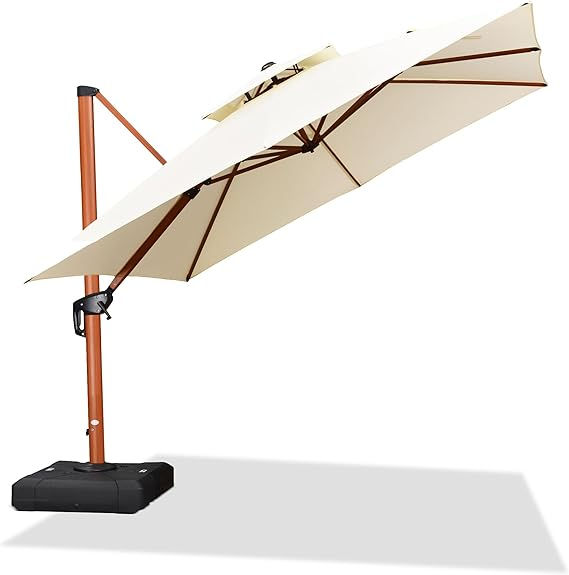Thumbnail: Brick Red 10ft Square Patio Umbrella – Cantilever, Windproof, UV Resistant